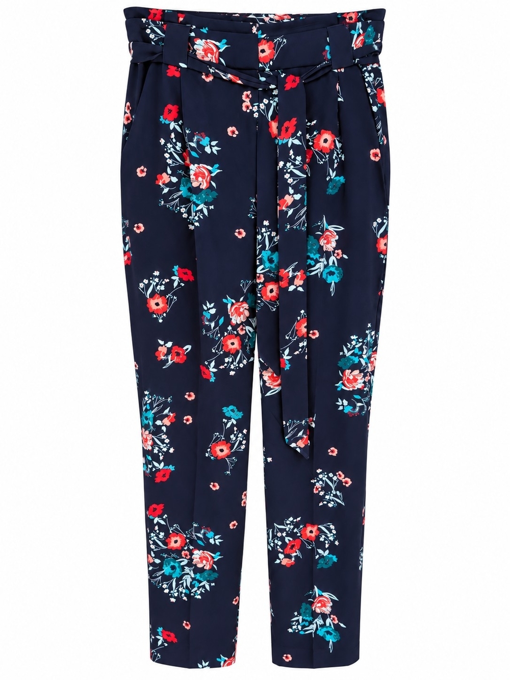 Express Navy Floral Paperbag Waist Pants – Women’s Size 8